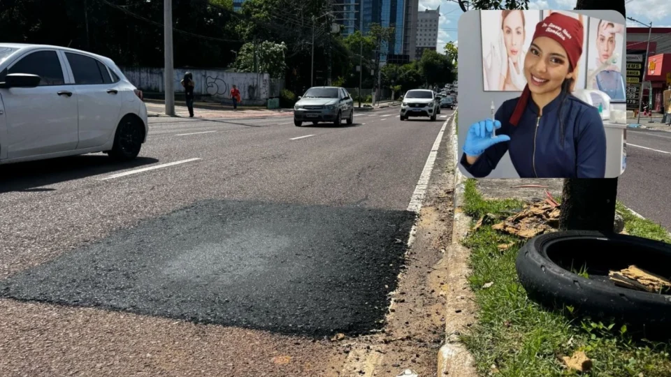 Prefeitura de Manaus tapa buraco um dia após a morte de mulher grávida em acidente na avenida Djalma Batista