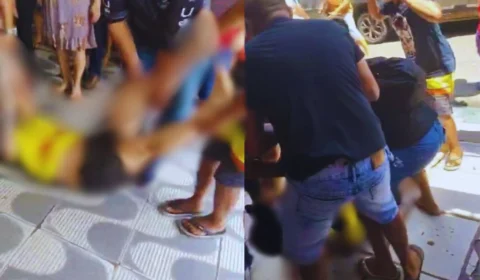 Veja o vídeo em que empresário é socorrido por familiares e populares após ser baleado dentro de loja na Galeria Manoa