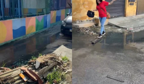 Moradores do Crespo enfrentam esgoto a céu aberto em frente ao CRAS do bairro