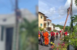 Fotos: homem morre eletrocutado enquanto fazia reparo em poste no bairro Tarumã, em Manaus