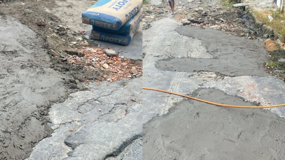 Vídeo: Cansados do abandono, moradores compram materiais para tapar buracos em rua no Cidade de Deus