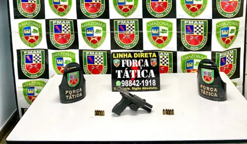 Força Tática apreende pistola .40 abandonada por suspeito durante fuga no Novo Aleixo