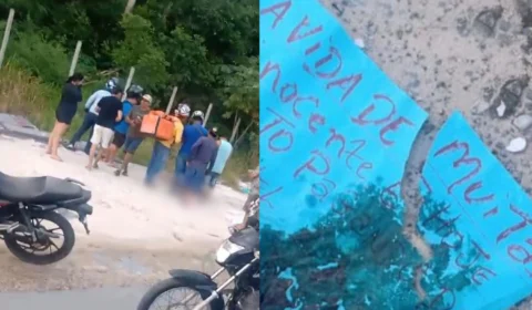 Vídeos: Facção esquarteja homem e deixa restos mortais em avenida com cartaz; ‘Tirei a vida de muitos inocentes’