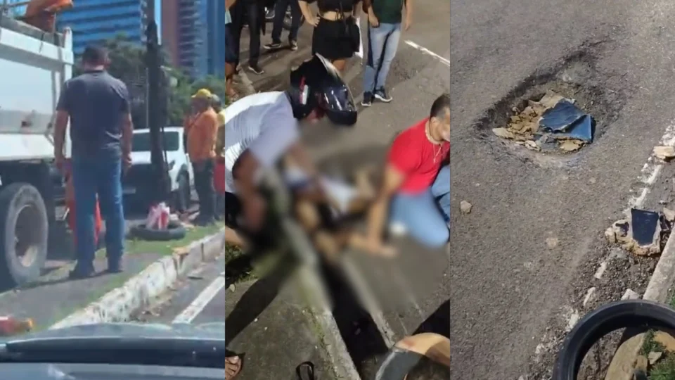Vídeo: Um dia após morte de jovem grávida em buraco na Djalma Batista, Prefeitura corre para tapar cratera e revolta população
