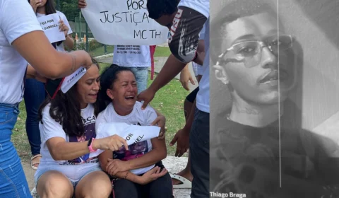 Família de MC Thiago protesta em frente ao TJ-AM para impedir soltura de assassino confesso