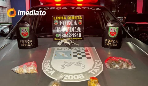 Força Tática apreende arma e drogas em patrulhamento no bairro Riacho Doce, em Manaus