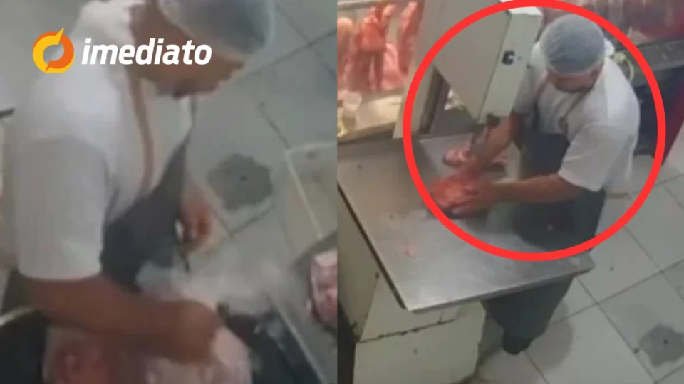 VEJA VÍDEO: açougueiro é preso por furtar carnes com ajuda de comparsa em supermercado de Manaus