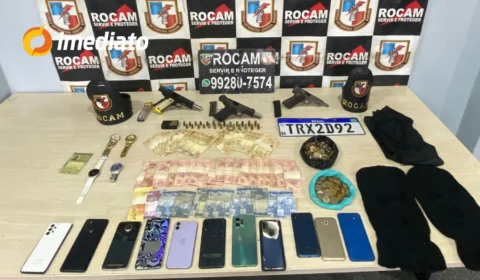 Polícia apreende armas, celulares e dinheiro após localizar carro usado em roubos na Zona Norte de Manaus