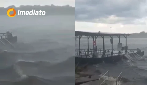 VEJA VÍDEO: Temporal com ventania provoca destruição e sustos em Nhamundá, no interior do Amazonas