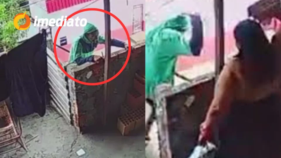 VEJA VÍDEO: Mulher arremessa tijolo em homem após casal flagrá-lo tentando furtar cabos em residência de Manaus