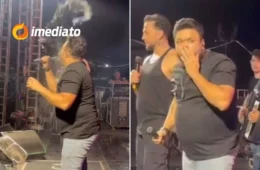VEJA VÍDEO: cantor de forró fica ferido ao ser atingido com lata de cerveja durante show