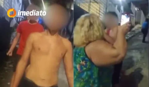VÍDEO CHOCANTE: imagens mostram mãe sendo agredida pelos filhos adolescentes no meio da rua