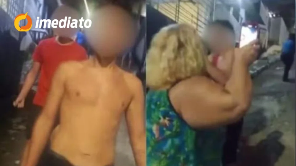 VÍDEO CHOCANTE: imagens mostram mãe sendo agredida pelos filhos adolescentes no meio da rua