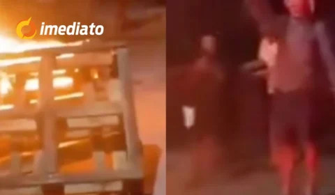 IMAGEM FORTE: Vulgo ‘Frango’ é capturado por facção rival e jogado vivo em fogueira