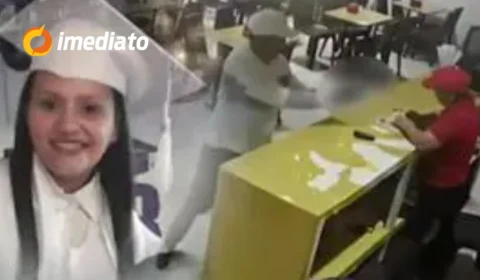 IMAGEM FORTE: Mulher é assassinada a tiros enquanto trabalhava em atendimento de restaurante
