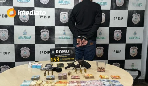 Assaltante é preso em flagrante durante roubo a drogaria no bairro Japiim; comparsa fugiu