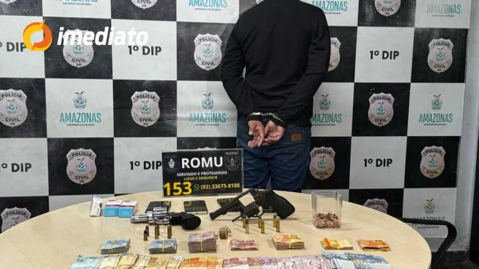 Assaltante é preso em flagrante durante roubo a drogaria no bairro Japiim; comparsa fugiu