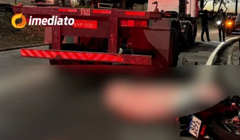 Motociclista morre esmagado por carreta após tentar ultrapassar veículo na avenida Rodrigo Otávio