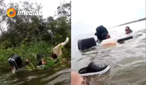 VÍDEO: família naufraga no rio após canoa afundar com excesso de peso no interior do Amazonas
