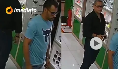 VEJA VÍDEO: câmera registra momento em que dupla furta óculos em ótica no Shopping Grande Circular, em Manaus