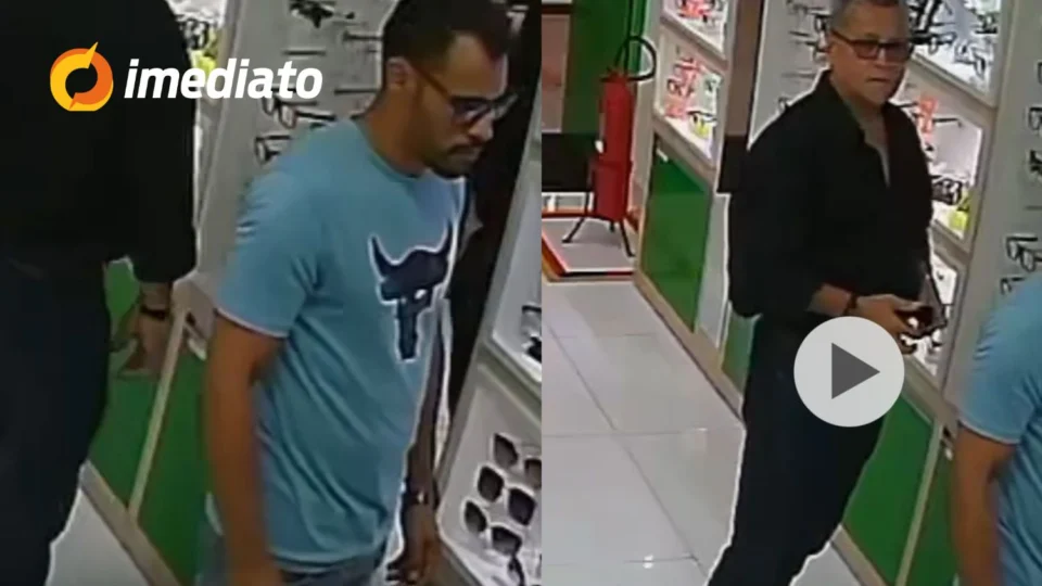 VEJA VÍDEO: câmera registra momento em que dupla furta óculos em ótica no Shopping Grande Circular, em Manaus