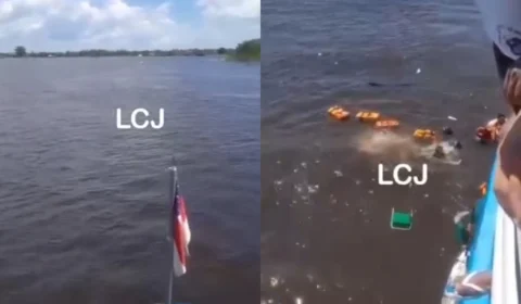 VÍDEO: Embarcação naufraga no Amazonas e passageiros são resgatados por outro barco que passava no local