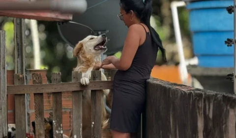 Mulher busca ajuda para doar oito cães após morte do marido no bairro Monte das Oliveiras, em Manaus