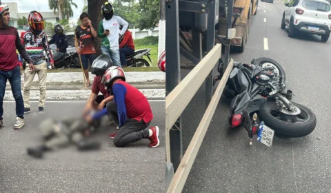 Tenente da Aeronáutica morre após colisão entre motocicleta e carretas na Avenida Efigênio Sales