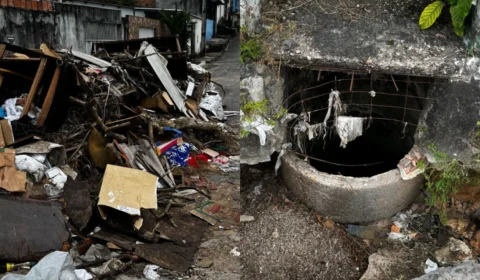 Falta de coleta de lixo e bueiro aberto preocupam moradores do bairro Colônia Santo Antônio, na zona Norte de Manaus