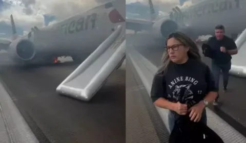 Veja vídeo: Avião da American Airlines pega fogo durante decolagem e causa pânico nos EUA