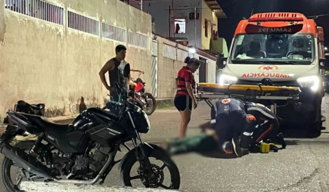 Acidente entre motocicletas deixa mulher ferida na Perimetral Norte, bairro Novo Aleixo