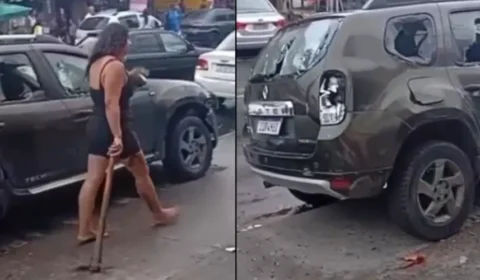 VEJA VÍDEO: mulher usa picareta e quebra carro do marido após suposta traição