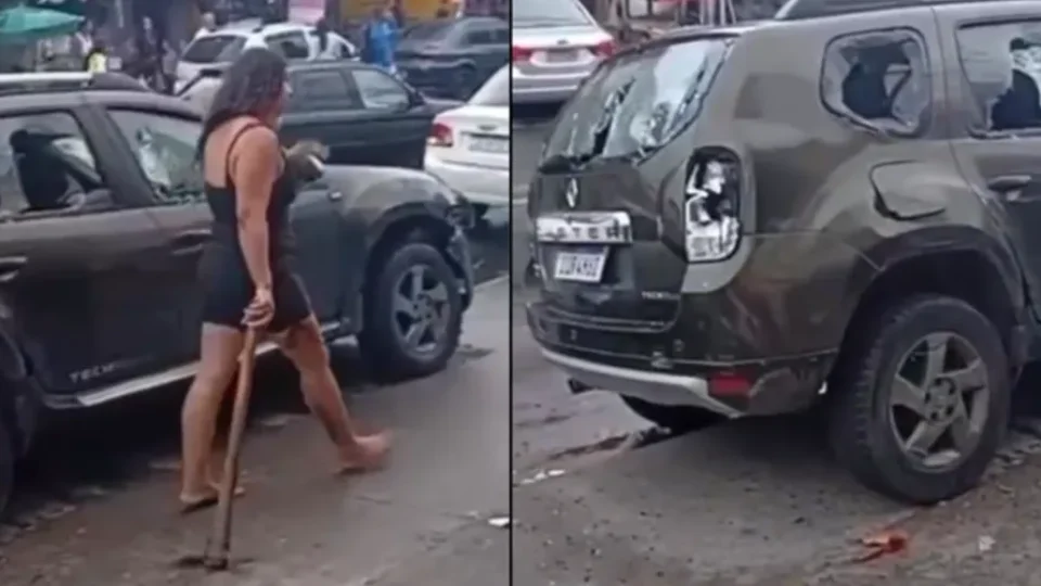 VEJA VÍDEO: mulher usa picareta e quebra carro do marido após suposta traição