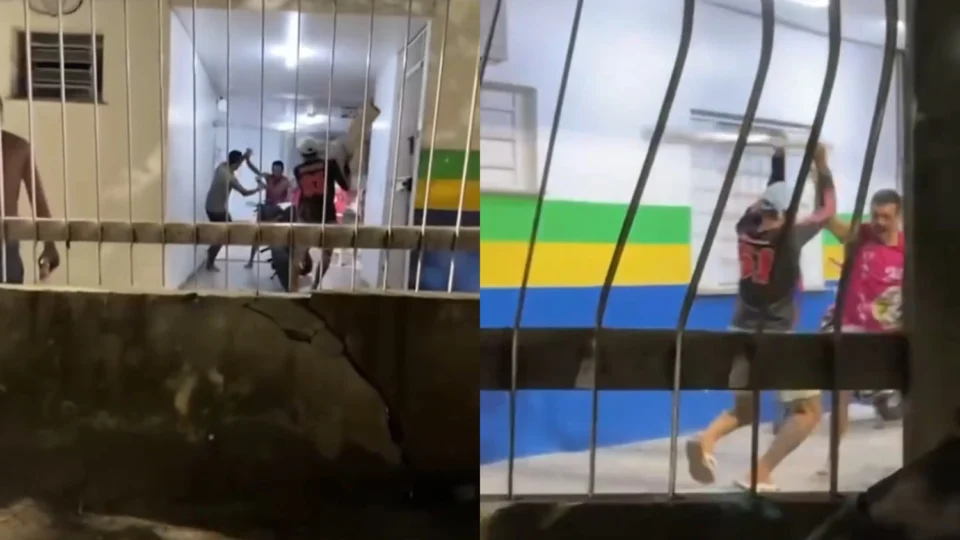 Veja o vídeo: com pau na mão, homem inicia pancadaria em delegacia no Jorge Teixeira