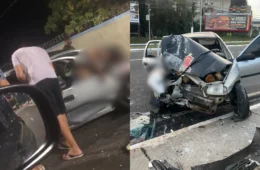 Veja o vídeo: Pai, filho e nora ficam gravemente feridos após colisão contra poste na estrada da Ponta Negra