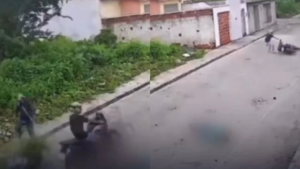 Vídeo: trabalhador é atropelado e morre na hora enquanto capinava rua; Moto vinha na contramão