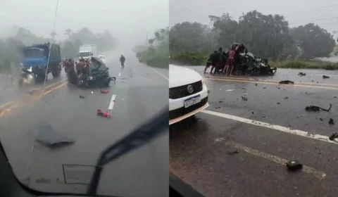 Vídeo: Carro fica completamente destruído após grave acidente na AM-070, em Manacapuru