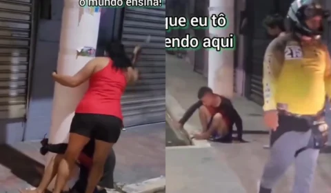 Veja o vídeo: ladrão é amarrado em poste e leva série de ‘sandalhadas’ de mulher no interior do AM