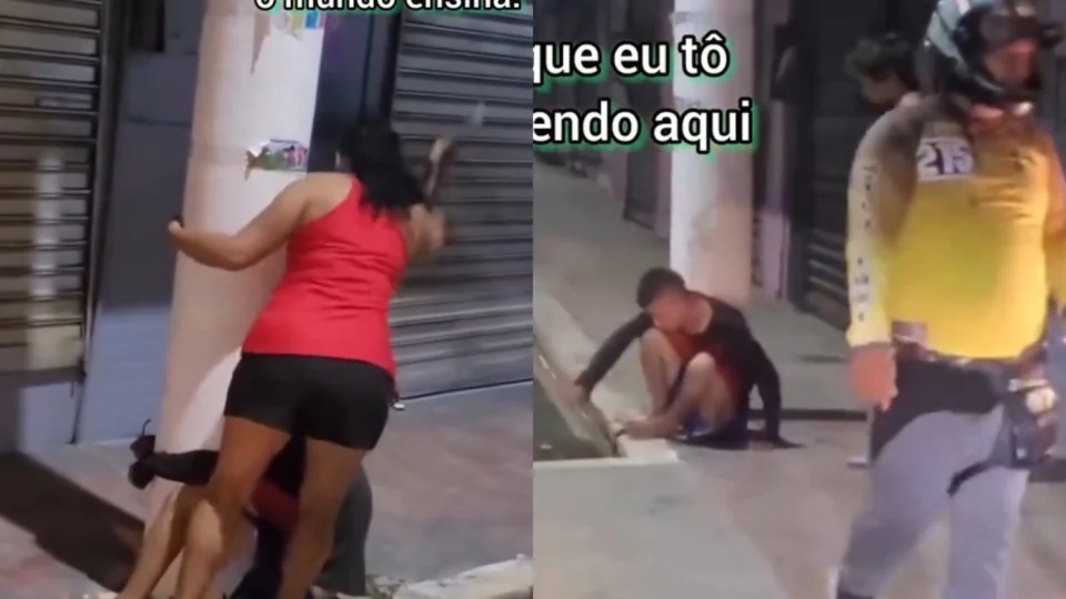 Veja o vídeo: ladrão é amarrado em poste e leva série de ‘sandalhadas’ de mulher no interior do AM