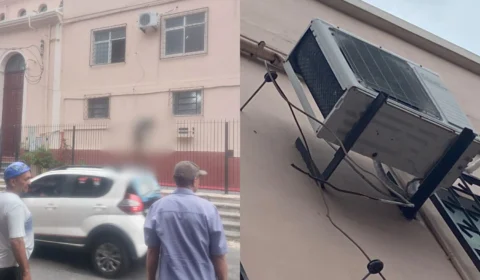 Veja as fotos: ‘Scooby’ tenta furtar fios de cobre em igreja e morre fincado em grade no Centro de Manaus