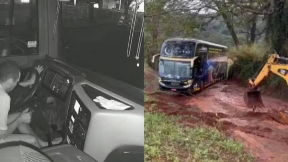 Homem foge da cadeia, furta ônibus e acaba recapturado após ficar em atoleiro no Paraná