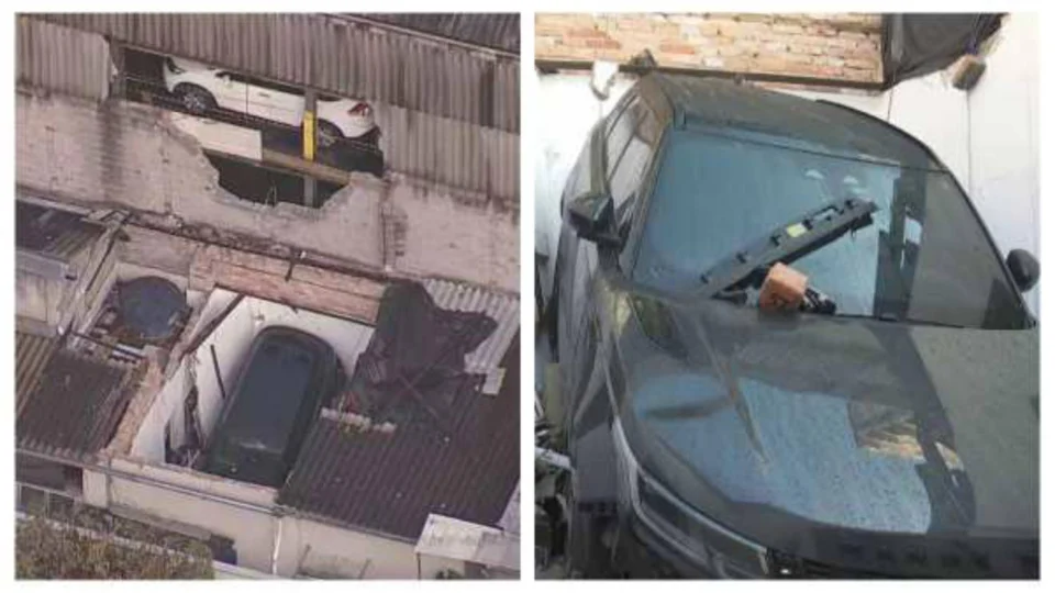 Carro despenca de edifício-garagem e destrói casa em São Paulo