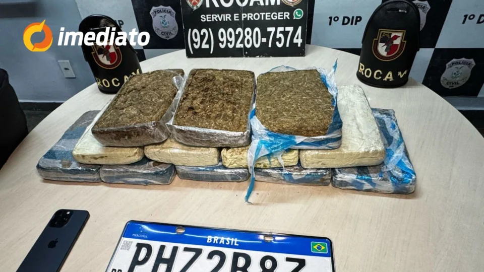 Rocam prende traficante com mais de 10 kg de drogas dentro de carro na Avenida Nilton Lins, em Manaus