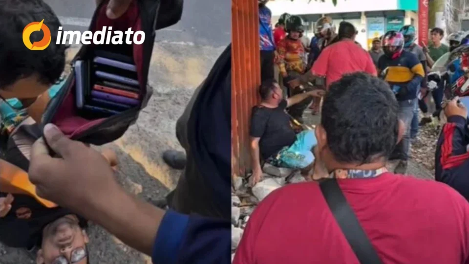 VEJA VÍDEO: Suspeito de furtar celulares é detido e leva ‘surra’ de populares na avenida Autaz Mirim