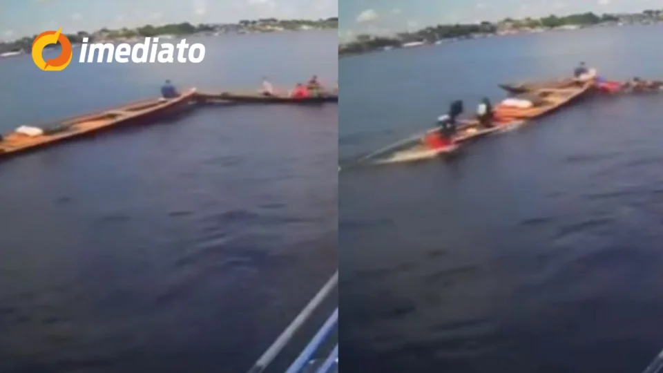 VEJA VÍDEO: Cinco pessoas caem no rio após colisão entre canoas no interior do Amazonas