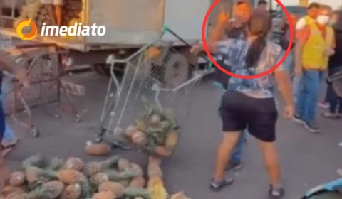 VEJA VÍDEO: Imagens flagram ação bruta de fiscais contra vendedora ambulante no Centro de Manaus
