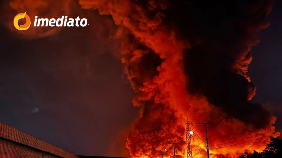 VEJA VÍDEO: Bombeiros enfrentam horas de combate intenso contra incêndio em fábrica no Distrito Industrial II