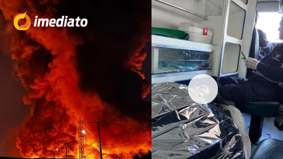 Grávida sofre queimaduras graves durante incêndio de grandes proporções em fábrica no Distrito Industrial 2