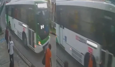 Veja o momento em que gari é atropelado por ônibus no Terminal 1 em Manaus