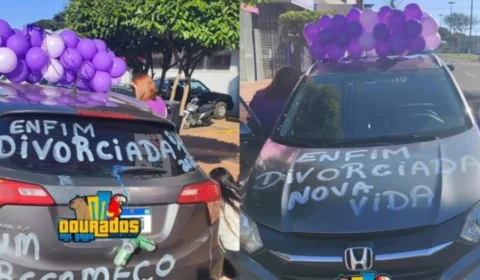 Veja o vídeo: Mulher comemora divórcio com carro decorado e buzinaço e viraliza nas redes sociais